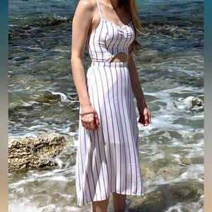 Hollister Cut Out White Striped Dress in size XS Beach Vacation